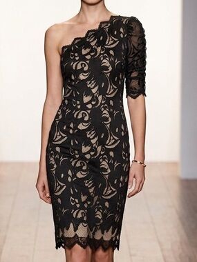 H&M Black and Gold One-Shoulder Dress